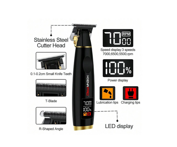 Professional Hair Clipper Kit with Adjustable Taper Lever and LCD Display