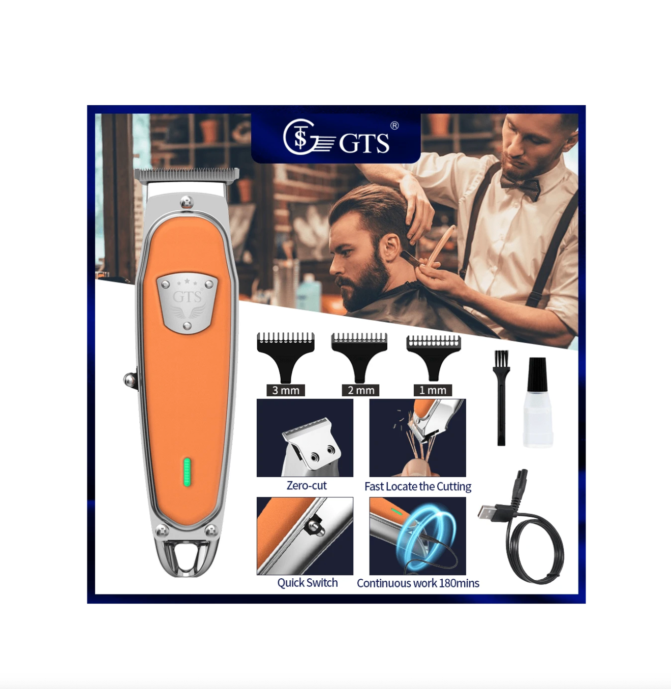 GTS Professional Electric Hair Clipper For Hair and Beard