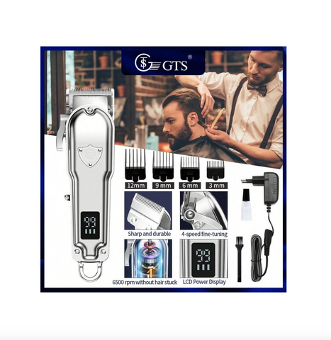 GTS Cordless Electric Hair Clipper With Digital Light Display 2000mAh Oil Head