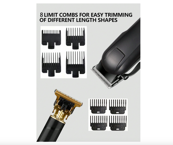 2 hair clippers with 8 cutting combs for easy trimming and styling