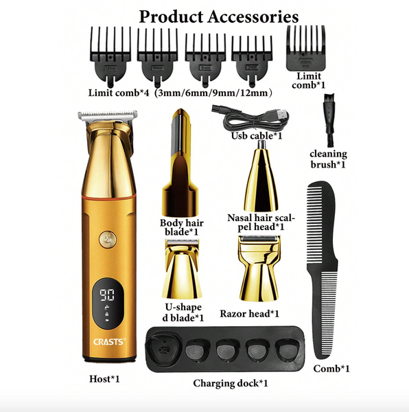 5-in-1 Gold Trimmer Set – For Perfect Styling from Head to Toe