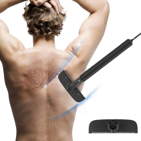 Rakapparat för rygg rakkniv för män, töjbar kroppstrimmer brudgum för gör-det-själv tillbaka hårborttagning med ersättningsblad - ASHER